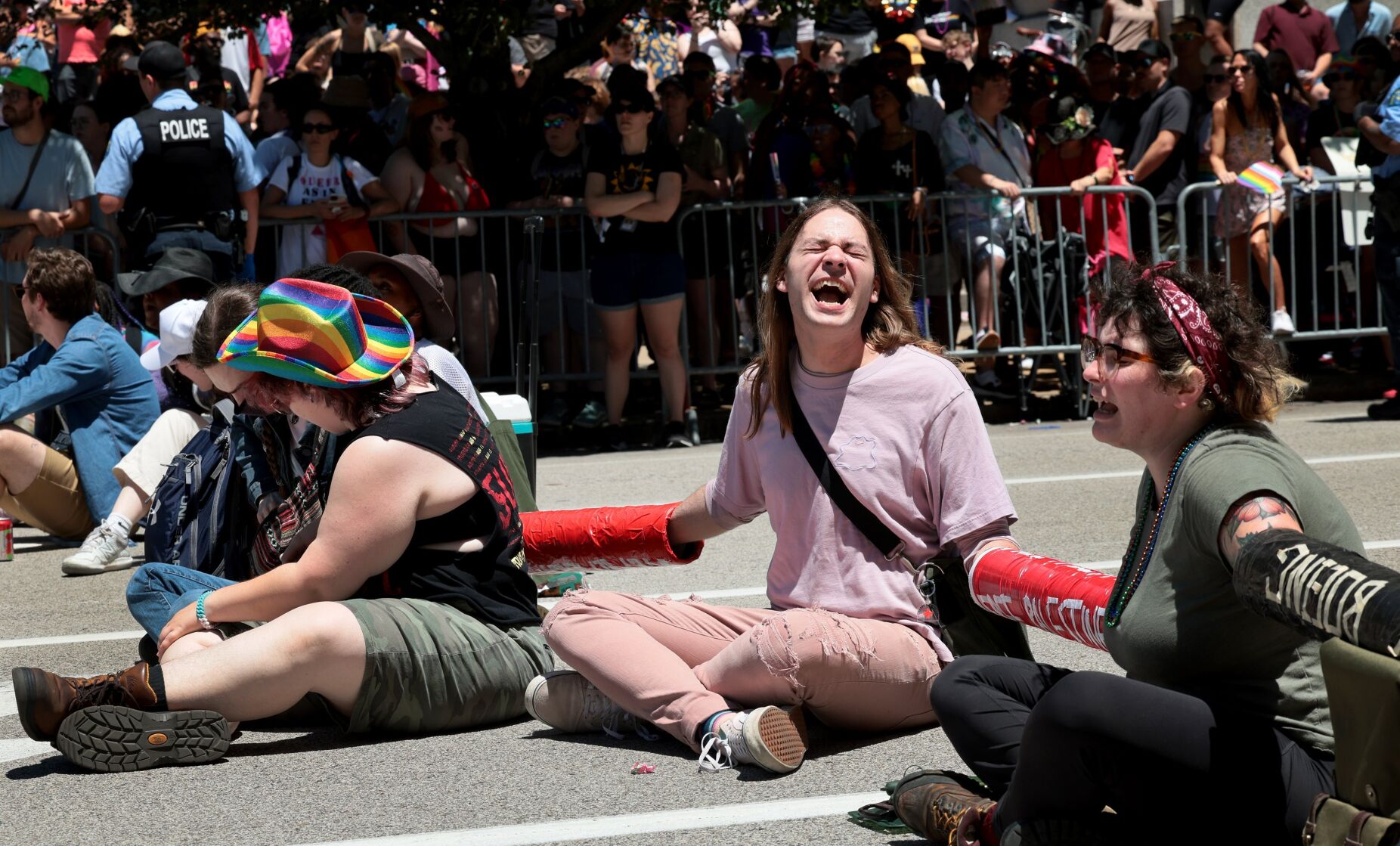 Pride parade delayed as anti-Boeing protesters block path
